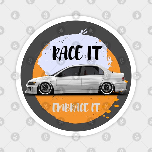 Silver Rally Car Magnet by Stipper